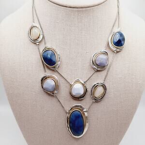 Chico’s Two-Strand Necklace w/ Gemstone Lavender Stones & Blue Accents, 20"
